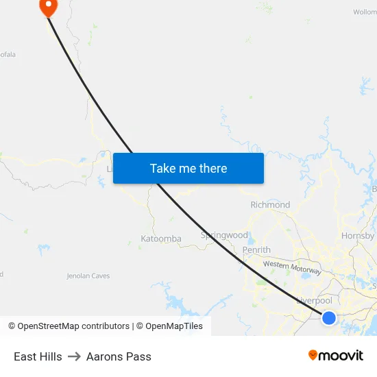 East Hills to Aarons Pass map