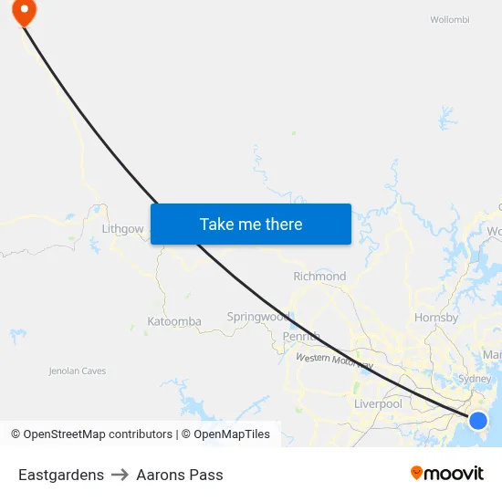Eastgardens to Aarons Pass map