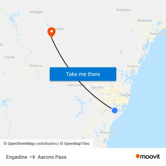 Engadine to Aarons Pass map