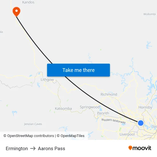 Ermington to Aarons Pass map