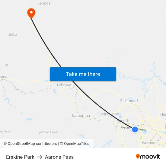Erskine Park to Aarons Pass map