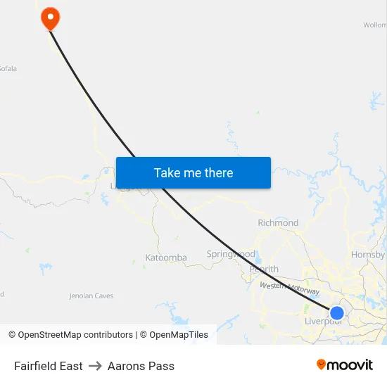 Fairfield East to Aarons Pass map