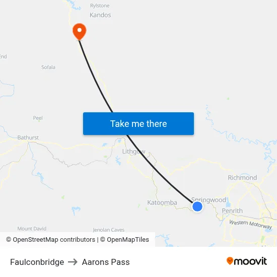 Faulconbridge to Aarons Pass map