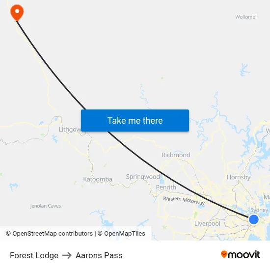 Forest Lodge to Aarons Pass map