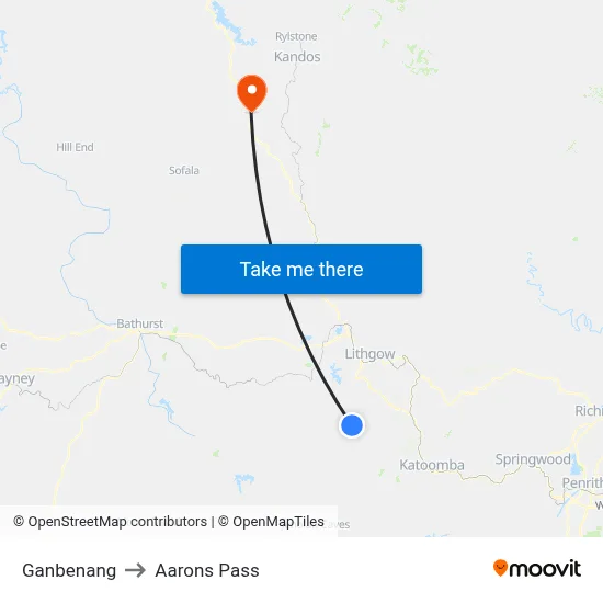 Ganbenang to Aarons Pass map