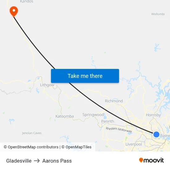 Gladesville to Aarons Pass map