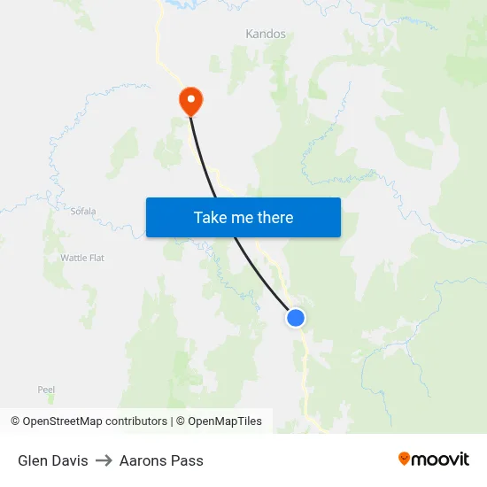 Glen Davis to Aarons Pass map