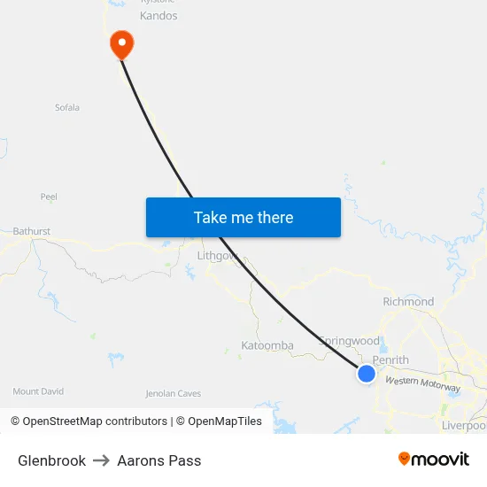 Glenbrook to Aarons Pass map