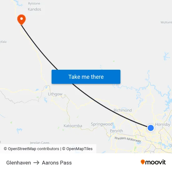 Glenhaven to Aarons Pass map