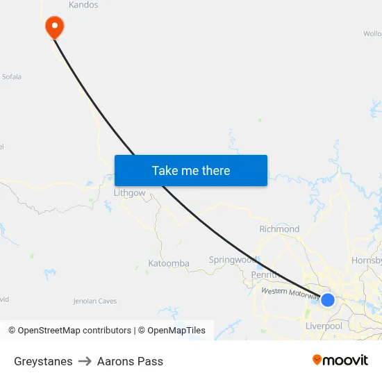 Greystanes to Aarons Pass map