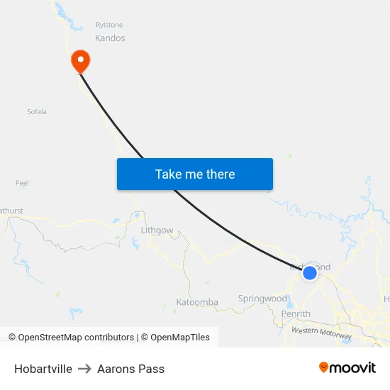 Hobartville to Aarons Pass map