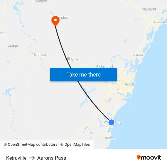 Keiraville to Aarons Pass map