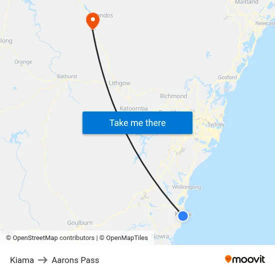 Kiama to Aarons Pass map