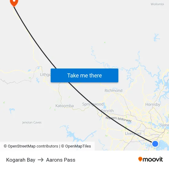 Kogarah Bay to Aarons Pass map