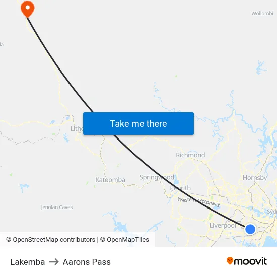 Lakemba to Aarons Pass map