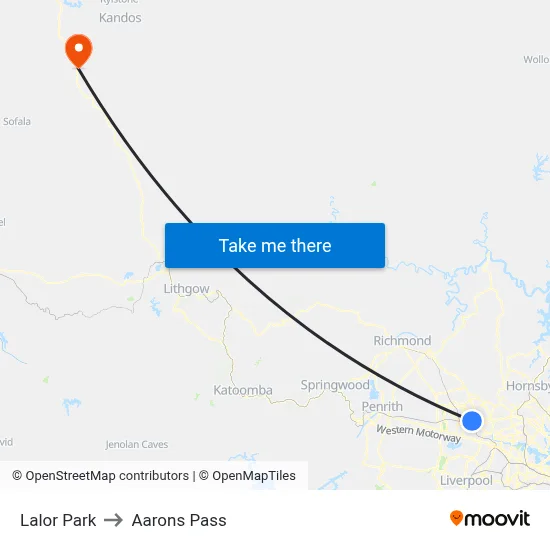 Lalor Park to Aarons Pass map