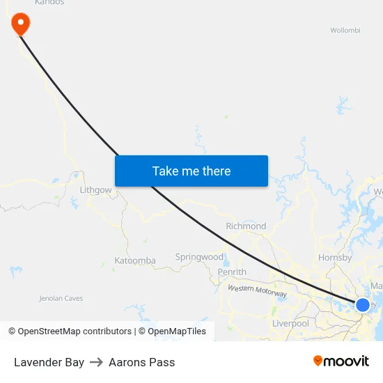 Lavender Bay to Aarons Pass map
