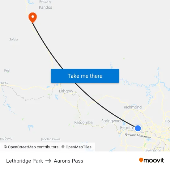 Lethbridge Park to Aarons Pass map