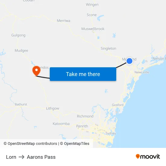 Lorn to Aarons Pass map