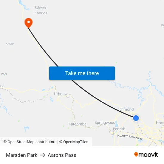 Marsden Park to Aarons Pass map
