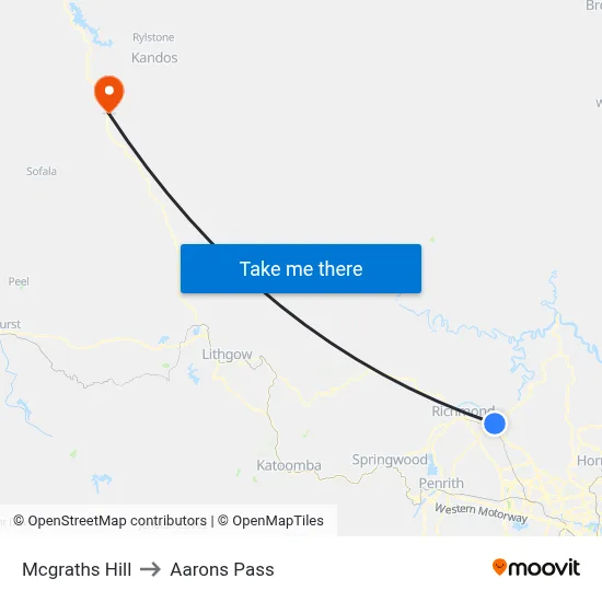 Mcgraths Hill to Aarons Pass map