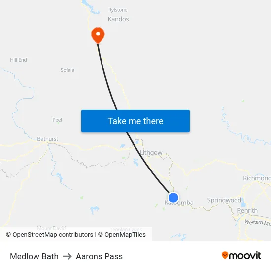 Medlow Bath to Aarons Pass map