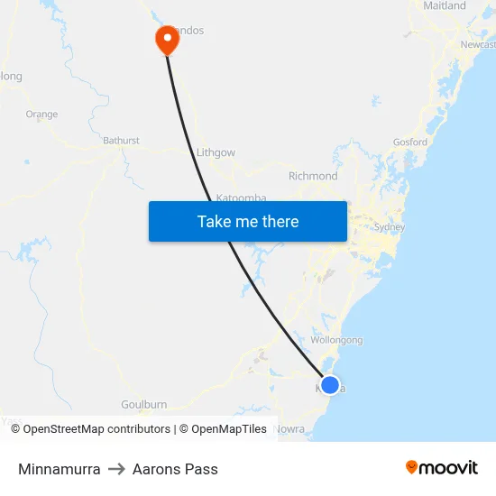 Minnamurra to Aarons Pass map