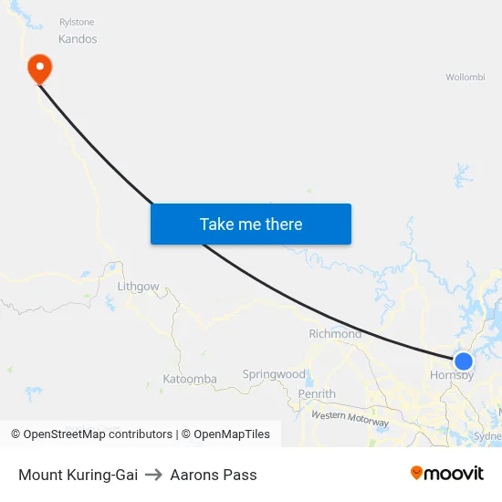 Mount Kuring-Gai to Aarons Pass map