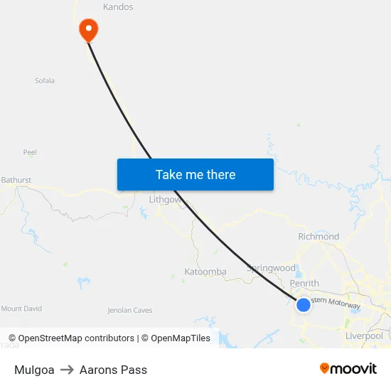 Mulgoa to Aarons Pass map