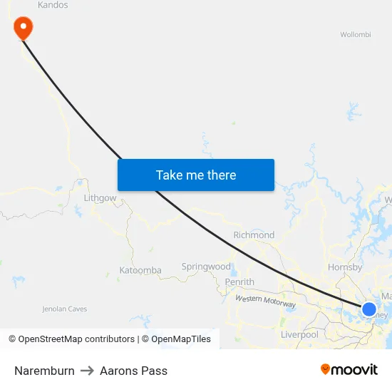 Naremburn to Aarons Pass map