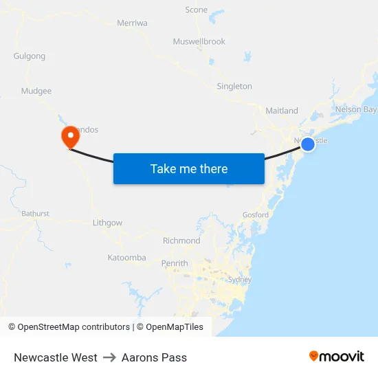 Newcastle West to Aarons Pass map