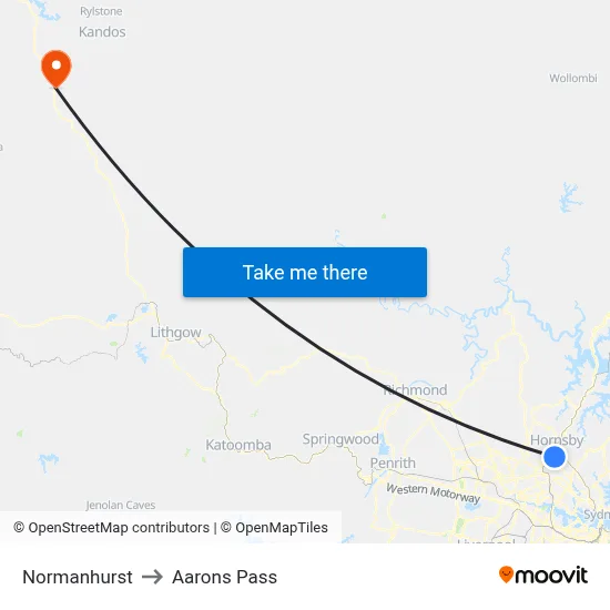 Normanhurst to Aarons Pass map