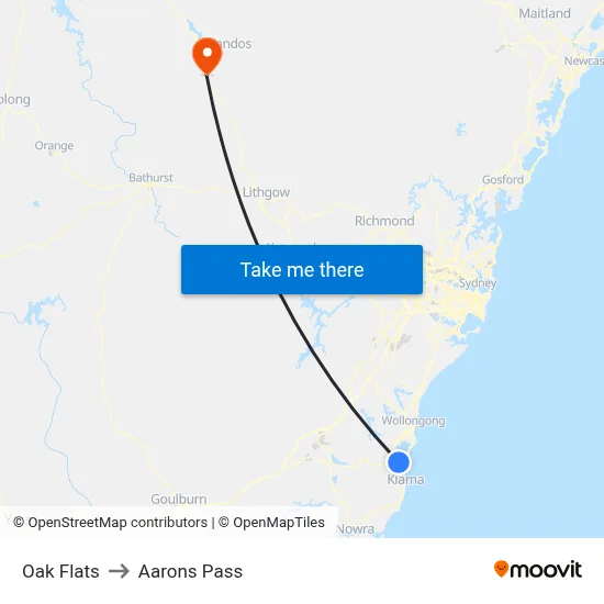 Oak Flats to Aarons Pass map