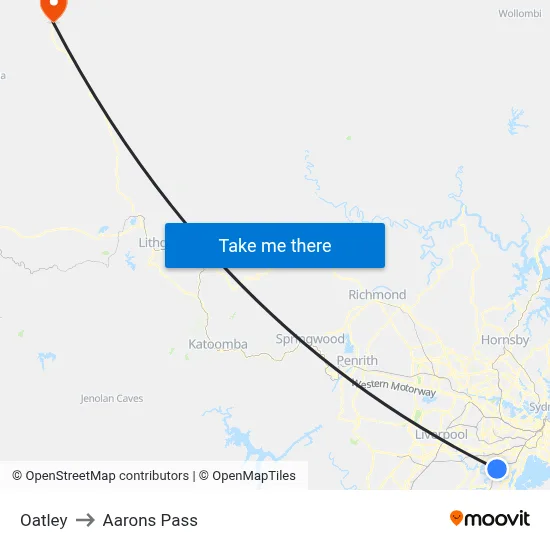 Oatley to Aarons Pass map
