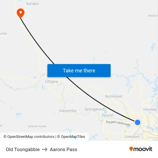 Old Toongabbie to Aarons Pass map
