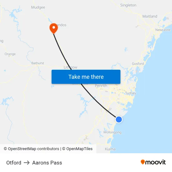 Otford to Aarons Pass map