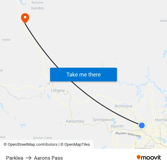 Parklea to Aarons Pass map