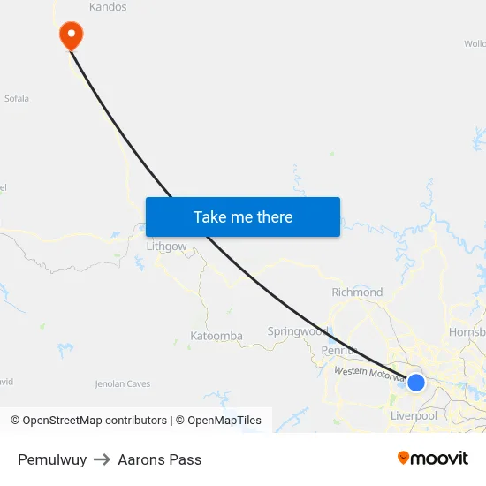 Pemulwuy to Aarons Pass map