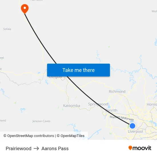 Prairiewood to Aarons Pass map