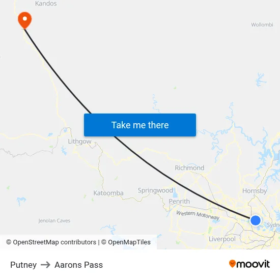 Putney to Aarons Pass map