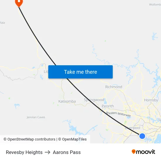 Revesby Heights to Aarons Pass map