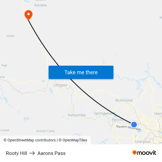 Rooty Hill to Aarons Pass map