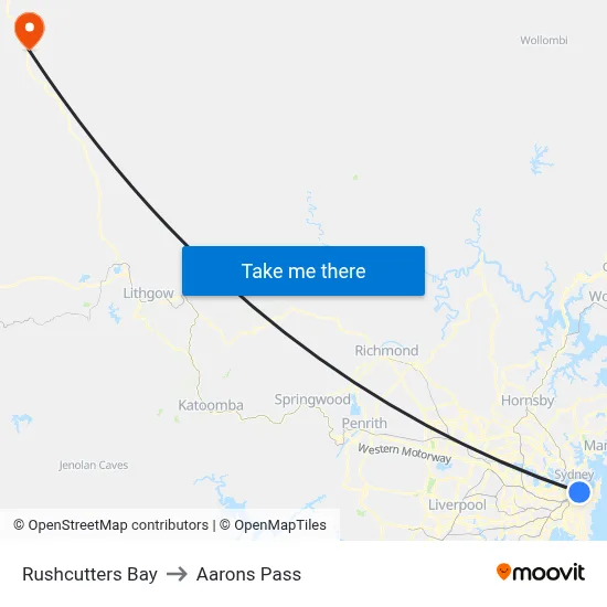 Rushcutters Bay to Aarons Pass map