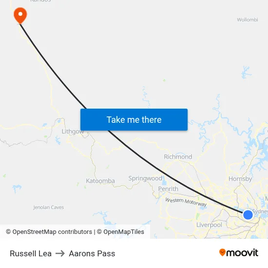Russell Lea to Aarons Pass map