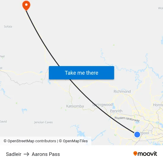 Sadleir to Aarons Pass map
