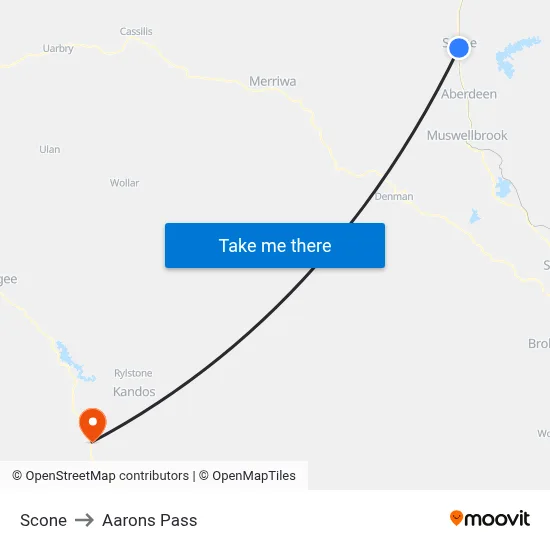 Scone to Aarons Pass map