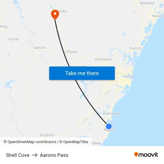 Shell Cove to Aarons Pass map