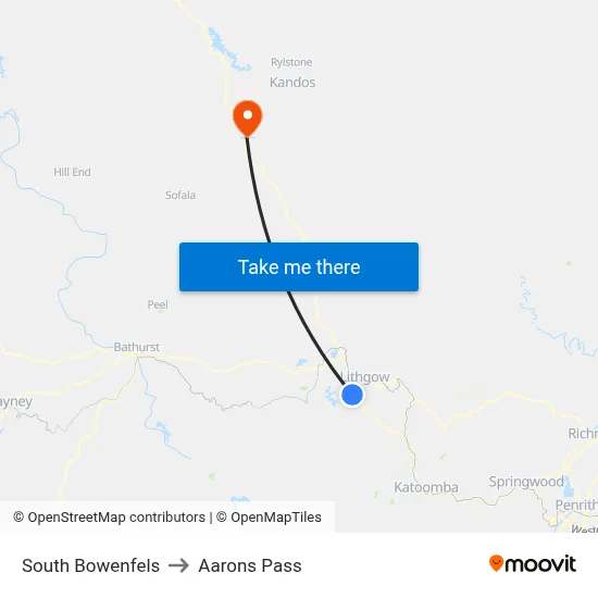 South Bowenfels to Aarons Pass map