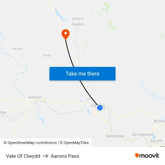 Vale Of Clwydd to Aarons Pass map