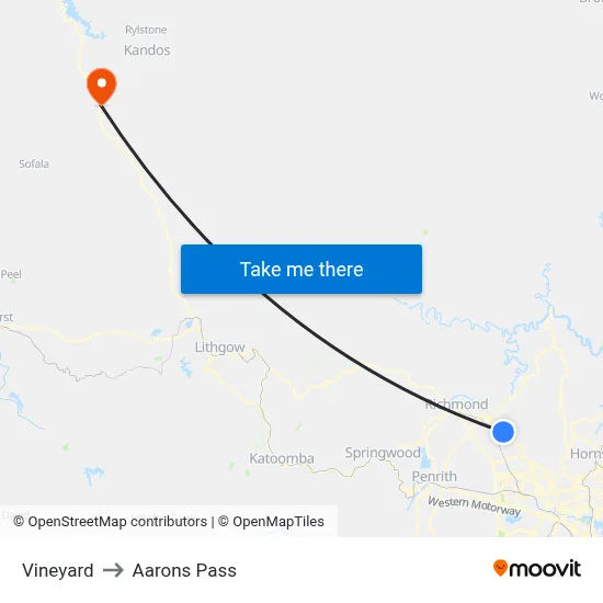 Vineyard to Aarons Pass map